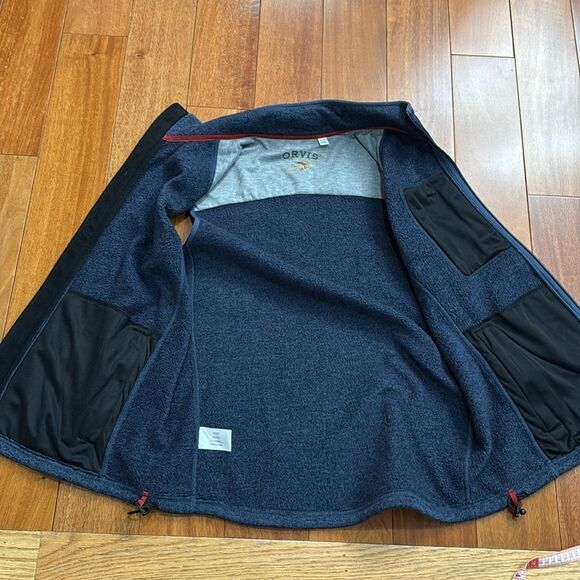 Orvis Men's Classic Fleece Full Zip Sweater Vest Navy Blue Size XL - Picture 6 of 11